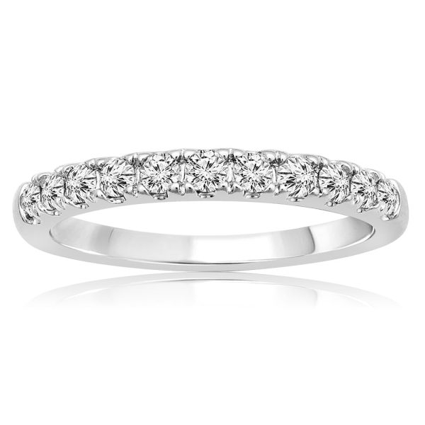 14ct White Gold Diamond Eternity Straight Ring In Claw Style Hot on Sale