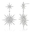 Sterling Silver Rhodium Plated Starburst Cubic Zirconia Drop Earrings For Cheap