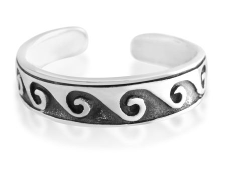 Sterling Silver Toe Ring Waves Oxidised Discount