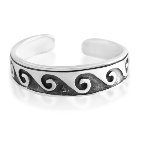 Sterling Silver Toe Ring Waves Oxidised Discount