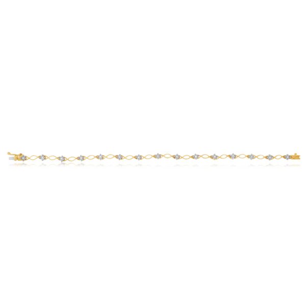 9ct Superb Yellow Gold Diamond 17.5cm Bracelet with 15 Brilliant Diamonds Sale