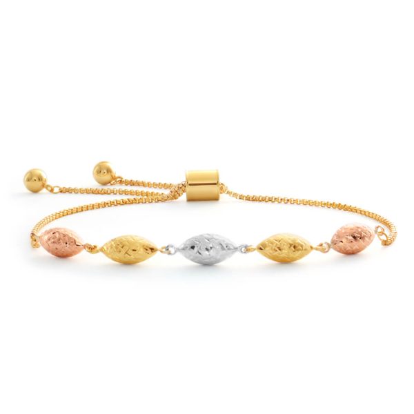 9ct Yellow Gold, White Gold & Rose Gold Bracelet For Cheap