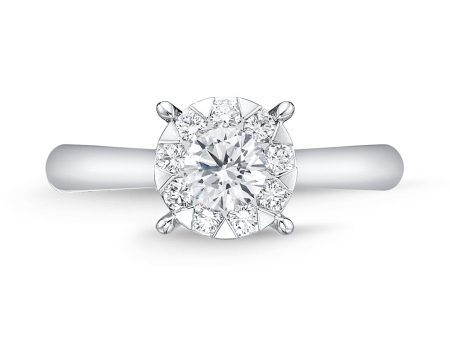 Memoire 18ct White Gold 0.60 Carat Diamond Bouquet Solitaire Ring Fashion