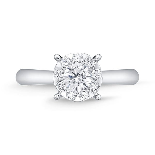 Memoire 18ct White Gold 0.60 Carat Diamond Bouquet Solitaire Ring Fashion