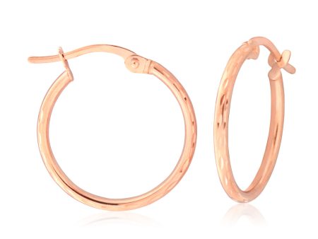 9ct Rose Gold Plain 15MM Hoop Earrings Cheap