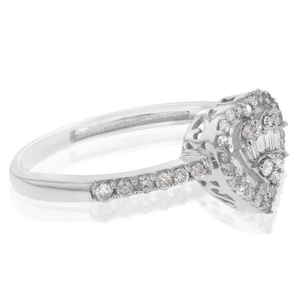 14ct White Gold 1 3 Carat Diamond Heart Ring Cheap