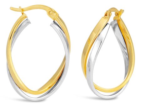 9ct Two-Tone Gold Filled Double Tube Hoop Earrings on Sale