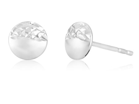 5mm White Gold Flat Ball Stud With Diamond Cut Finish Discount