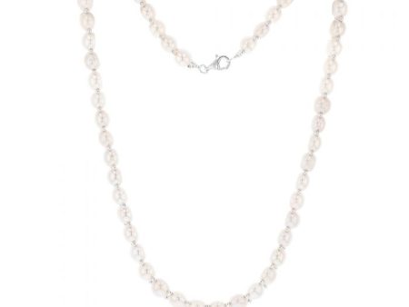 White Freshwater Flat Pearl 43cm Necklace with Sterling Silver Clasp Hot on Sale