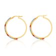 9ct Silverfilled Yellow Gold Rainbow Multi-Colour Crystals 25mm Hoop Earrings Online Sale