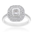 18 White Gold 1.30 Carat Diamond Halo Ring Cheap