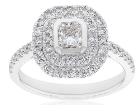 18 White Gold 1.30 Carat Diamond Halo Ring Cheap