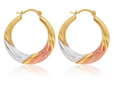 9ct Three tone twist Earrings Fashion