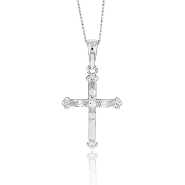 Sterling Silver Zirconia Cross Pendant Hot on Sale