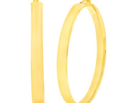 9ct Silverfilled Yellow Gold Plain 40mm Hoop Earrings Discount