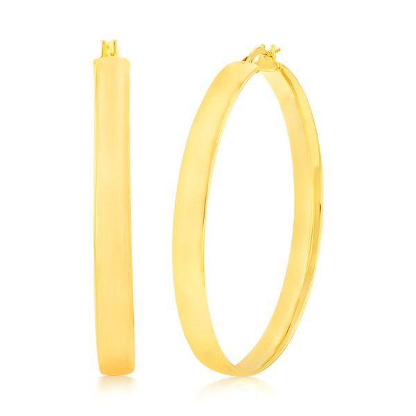 9ct Silverfilled Yellow Gold Plain 40mm Hoop Earrings Discount