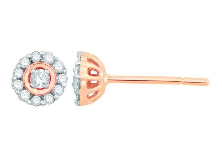 9ct Rose Gold Stud Earrings with 15 Points of Diamond Cheap