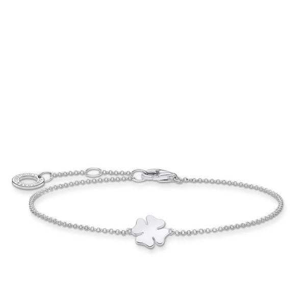 Sterling Silver Thomas Sabo Charm Club Clover Bracelet 16-19cm For Cheap