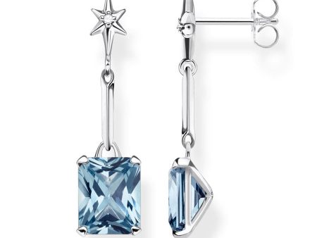 Sterling Silver Thomas Sabo Magic Stone Aqua Drop Stud Earrings For Sale