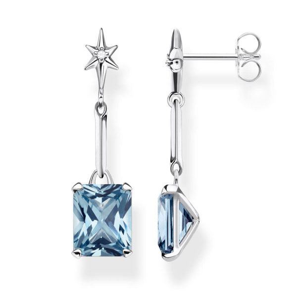 Sterling Silver Thomas Sabo Magic Stone Aqua Drop Stud Earrings For Sale