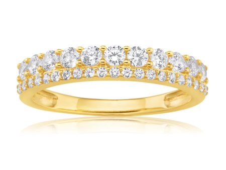 9ct Yellow Gold Zirconia Eternity Straight Ring Online Hot Sale