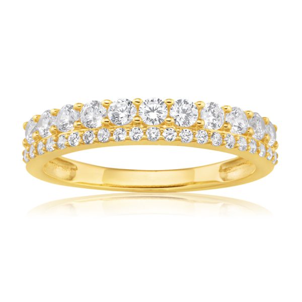 9ct Yellow Gold Zirconia Eternity Straight Ring Online Hot Sale