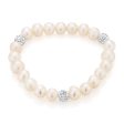 White 7.5-8mm Freshwater Pearl and Crystal Bracelet Discount