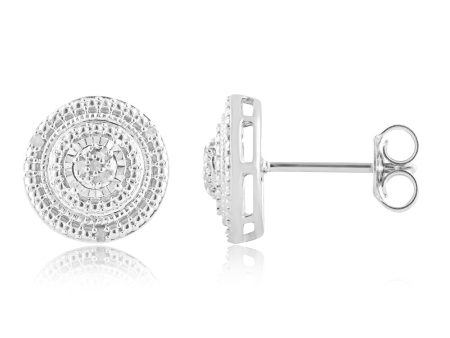 14 Brilliant Diamonds Stud Earrings in Sterling Silver Online Sale