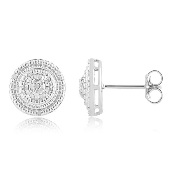 14 Brilliant Diamonds Stud Earrings in Sterling Silver Online Sale