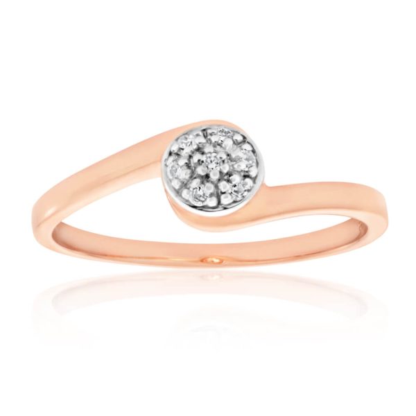 9ct Rose Gold Ring With 0.05 Carats Of Diamonds Discount