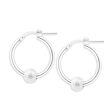 Sterling Silver Stardust Ball Hoop Earrings 20mm Fashion