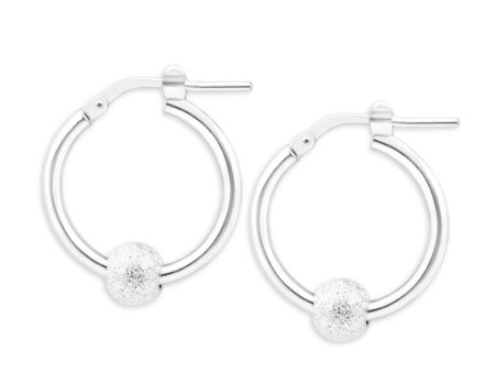 Sterling Silver Stardust Ball Hoop Earrings 20mm Fashion