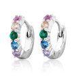 Sterling Silver Rainbow Multicolour Cubic Zirconia Hoop Earrings Fashion