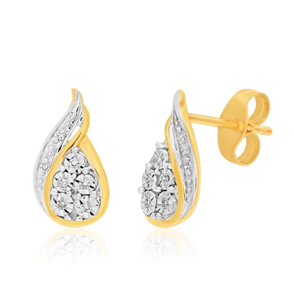 9ct Charming White Gold Diamond Stud Earrings Hot on Sale