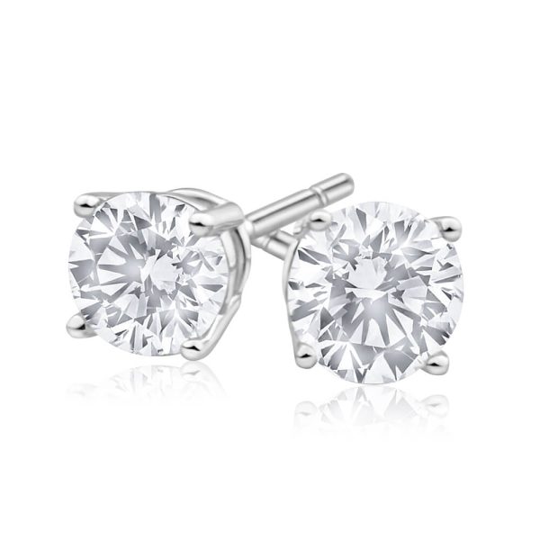 18ct White Gold Stud Earrings With 1 Carat Of Diamonds Supply