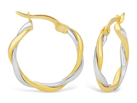 9ct Two-Tone Gold Filled Twist Hoop Earrings Hot on Sale