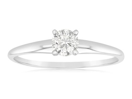 14ct White Gold Solitaire Ring With 50 Point Brilliant Cut Diamond For Cheap