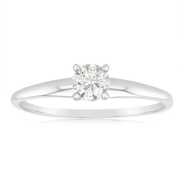 14ct White Gold Solitaire Ring With 50 Point Brilliant Cut Diamond For Cheap