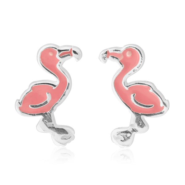 Sterling Silver Pink Flamingo Stud Earrings Fashion