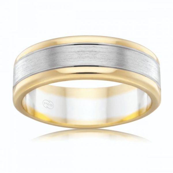 9ct Two Tone Gold 8mm Ring. All Sizes For Discount