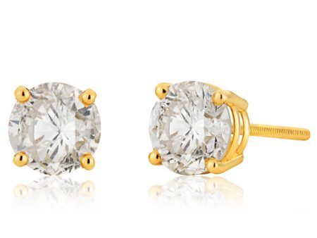 14ct Yellow Gold Diamond Stud Earrings with Approximately 1.5 Carats of Diamonds Sale