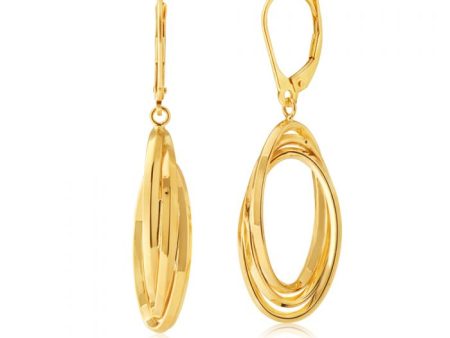 9ct Yellow Gold Triple Oval Lever Back Earrings Hot on Sale