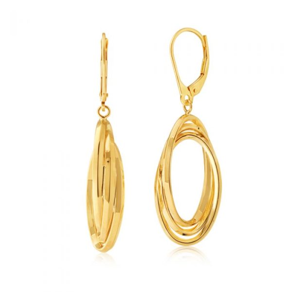 9ct Yellow Gold Triple Oval Lever Back Earrings Hot on Sale