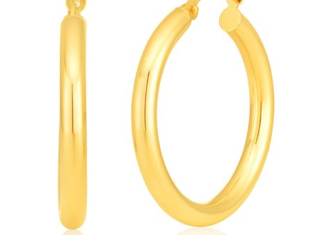 9ct Yellow Gold 20mm Plain Hoop Earring For Discount