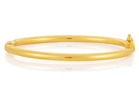 9ct Yellow Gold 3mm Hinged Polished Baby Bangle For Cheap