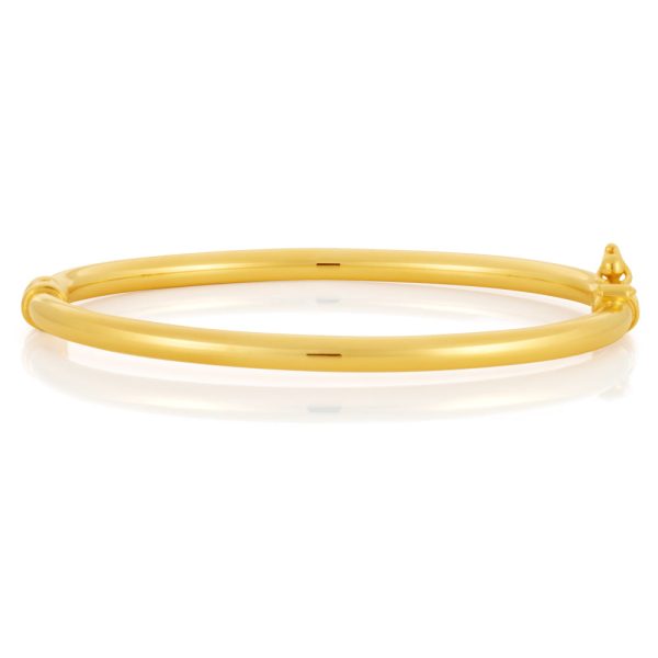 9ct Yellow Gold 3mm Hinged Polished Baby Bangle For Cheap