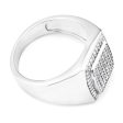 Sterling Silver Zirconia Grid Gents Ring Discount