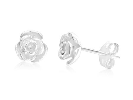 Sterling Silver Tiny Rose Stud Earrings Online Hot Sale