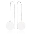 Sterling Silver Plain Disc Threader Earrings Fashion