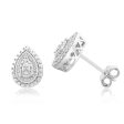 Sterling Silver With 2 Diamond Pear Shape Earing Stud Hot on Sale